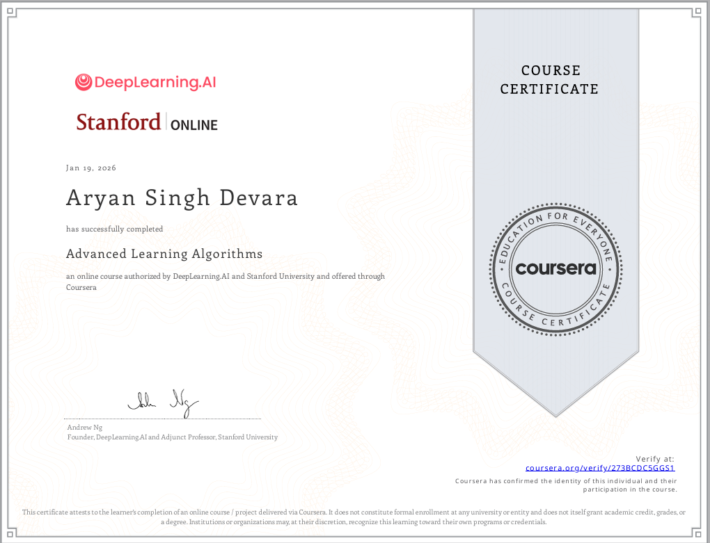 Stanford Advanced Learning Algorithms